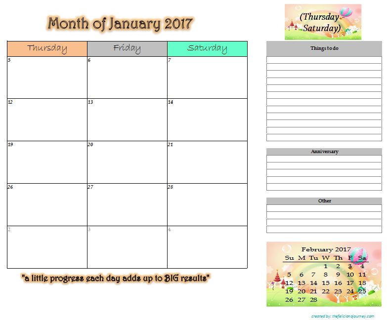 Nageslacht specificatie Kampioenschap January 2017 Monthly Planner Printable (2 printing options included)