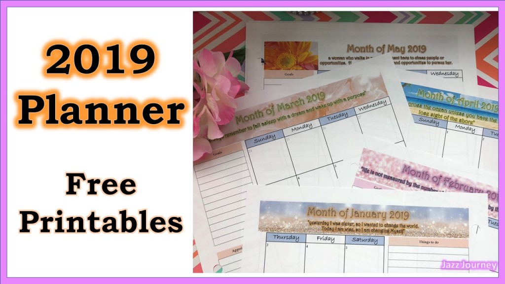 2019 Monthly Planner FREE Printable